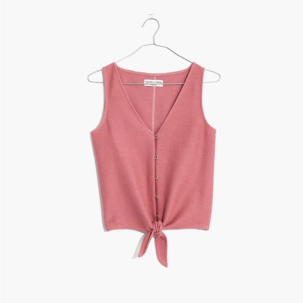 Texture & Thread Button-Front Tie Tank Top - image 1